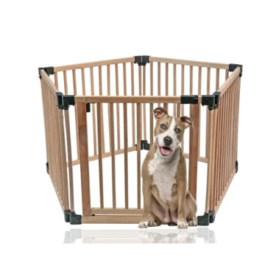 Image of Bettacare Wooden Dog Pen, Pentagon, 5 x 80cm, Natural Wood, 76cm High, Pen for Pets Dogs and Puppy, Playpen, Indoor Yard, Easy Installation