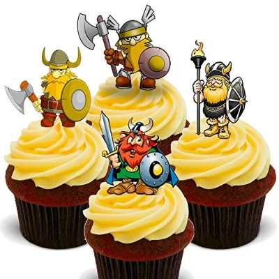 Image of Made4You Vikings Warriors Edible Cupcake Toppers Stand up Wafer Cake Decorations (Pack of 24)