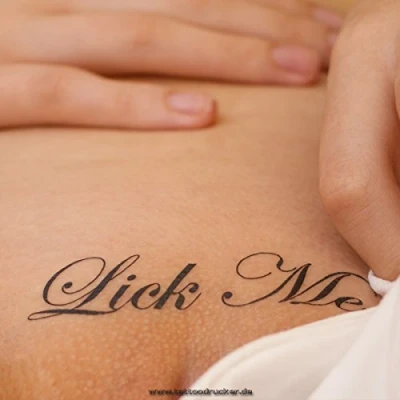 Image of 5 x &quot;Lick Me&quot; and &quot;Taste subtle small Tattoo Lettering in black Sexy Kinky Fetish (5)