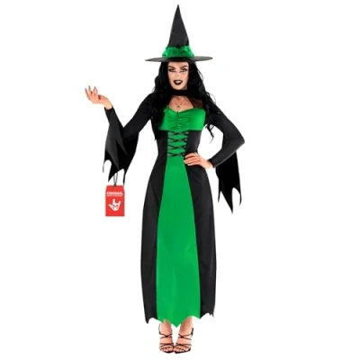 Image of Morph Green Witches Costumes For Women, Adult Halloween Women Witch, Outfit Witch Dress Costume XX Large