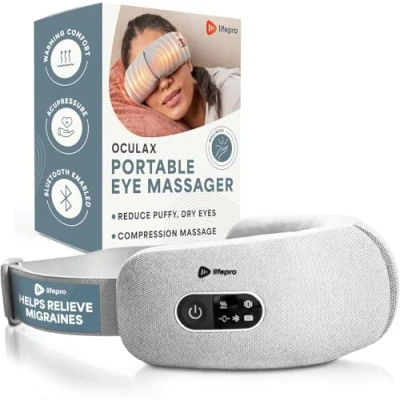Image of LifePro Portable FSA/HSA Eligible Eye Massager with Heat and Vibration 4 Soothing Modes for Compression Massage to Help Reduce Puffy Dry Eyes Rechargeable Heated Migraine Mask Bluetooth Music