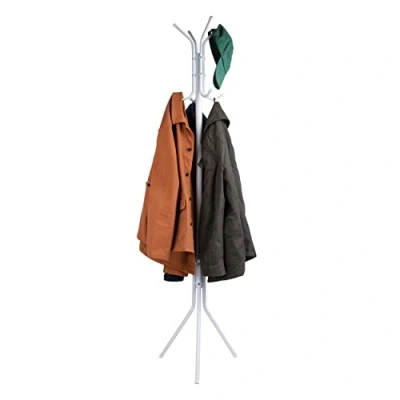 Image of Mind Reader Alloy Collection, Coat Rack with 8 Hooks, Metal, 14.75&quot; L x 16.5&quot; W 69&quot; H, White