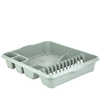 Image of M1SS Plastic Large Dish Drainer Dishes, Plates, Cups, Cutlery Holder Rack Draining Board Drying Tray Racks (Silver Sage)