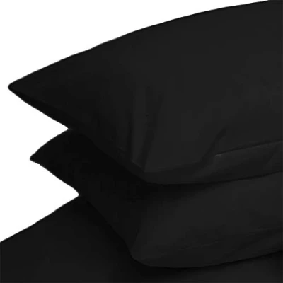 Image of Linens Limited Non Iron Percale Housewife Pillowcase Pair Black