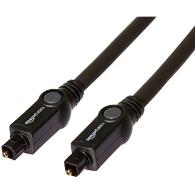 Image of Amazon Basics Toslink Digital Optical Audio Cable, CL3 Rated, Multi Channel, for System, Sound Bar, Home Theatre, Gold Plated Connectors, 4.57 m, Black