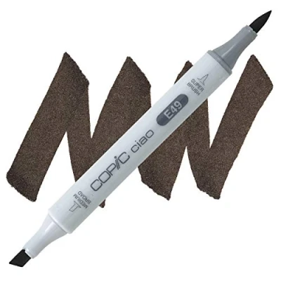 Image of Copic Ciao Coloured Marker Pen (E 49) Dark Bark, For Art &amp; Crafts, Colouring, Graphics, Highlighter, Design, Anime, Professional Beginners, Supplies Colouring Books