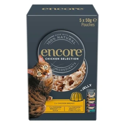 Image of Encore Natural Wet Cat Food, Multipack Chicken Selection in Jelly, 50g Pouch (5 x 50 g Pouches)
