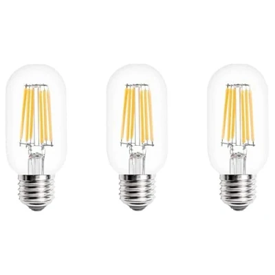 Image of Aiwerttes E27 Screw Bulb 6W LED Vintage Edison Filament Light Bulb,T45 Warm White 2700K,LED Clear Glass Cover AC 220 240V Non dimmable,3 Pack
