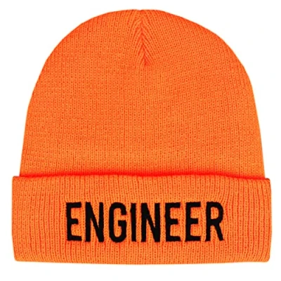 Image of TeddyTs Personalised Men&#039;s Business Neon Thermal Insulated Beanie Hat (Neon Orange)