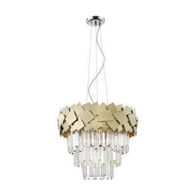 Image of Quasar Crystal Pendant Ceiling Light, Gold, 6x E14