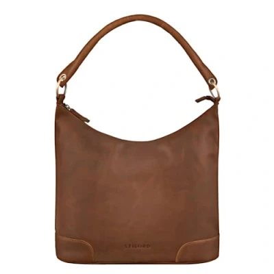 Image of STILORD &#039;Tessa&#039; Hobo Bag Women Leather Handbag Vintage Tote for Business and Shopping in Genuine Leather, Colour:Mocca Dark Brown