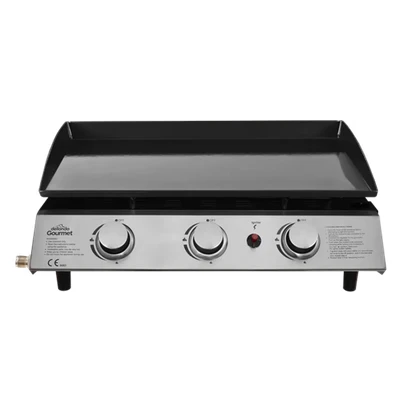 Image of Dellonda 3 Burner Portable Gas Plancha 7.5kW BBQ Griddle, Stainless Steel