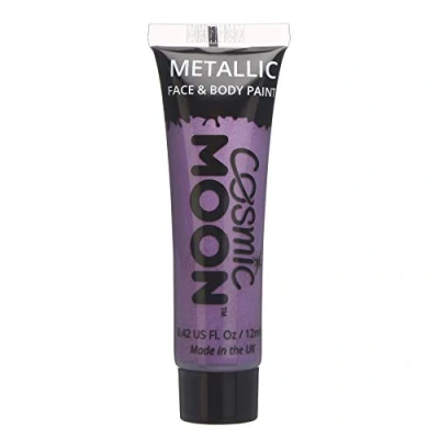 Image of Face &amp; Body Metallic Paint by Cosmic Moon Purple Water Based Makeup for Adults, Kids 12ml