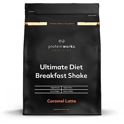 Image of Protein Works Ultimate Diet Breakfast Shake, Low Calorie High Protein, Sugar Breakfast, 18 Servings, Caramel Latte, 1kg