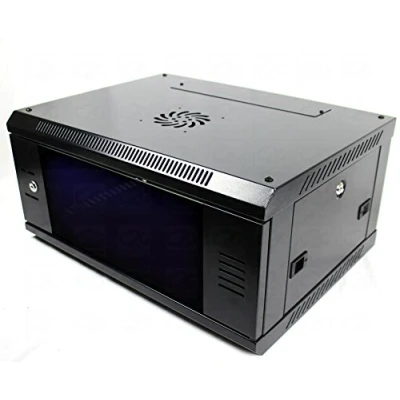 Image of 6U 19&quot; 450mm Black Network Cabinet Data Comms Wall Rack, Patch Panel, Switch, PDU LAN