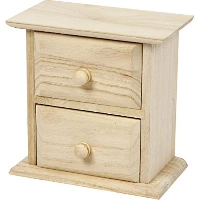 Image of Create Crafts 57573 Creativ 1 Piece Wooden Chest of Drawers with 2 Drawer, Beige, 13x7,5x13 cm