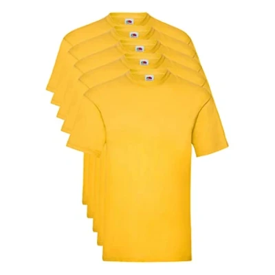 Image of FRUIT OF THE LOOM Men&#039;s Valueweight 5 Pack T Shirt, Yellow (Sunflower 34), S UK