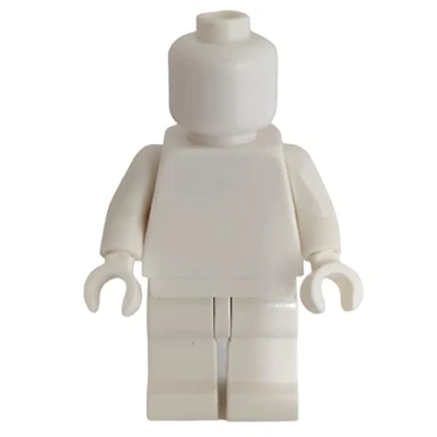 Image of LEGO Minifigure Plain All White Monochrome Head Body Torso Arms Hands Legs