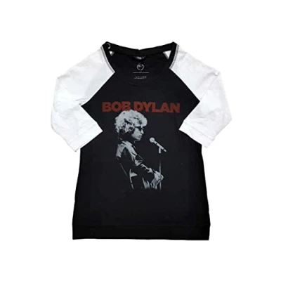 Image of Bob Dylan T Shirt Sound Check Logo Official Black Raglan 3/4 Sleeve Womens XS
