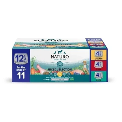 Image of Naturo Adult Dog with Rice 400g x 12 Pack Variety Tray