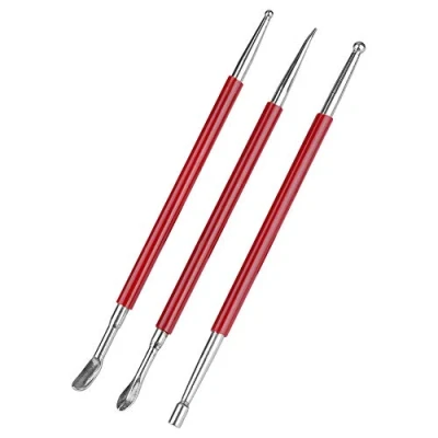 Image of 3Pcs Modeling Clay Tools Set, Leather Craft Tool DIY Carving Stylus Modelling Splicing Embossing Spoon Kit Dotting