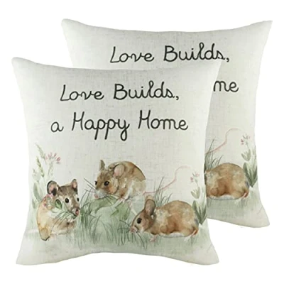 Image of Evans Lichfield Hedgerow Mice Cushions (Twin Pack) Multicolour Size 43 cm x