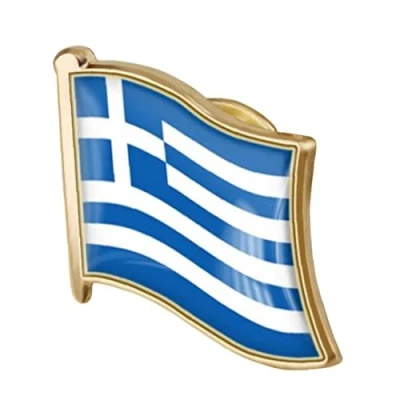 Image of Greek Flag Lapel Pin, Badge Brooch Greece Pins Souvenir National Novelty Accessory