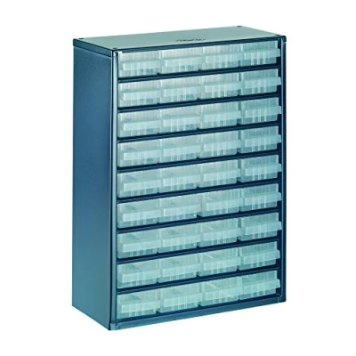 Image of Raaco 936 01 36 Drawer Metal Cabinet RAA137461, Blue/Transparent