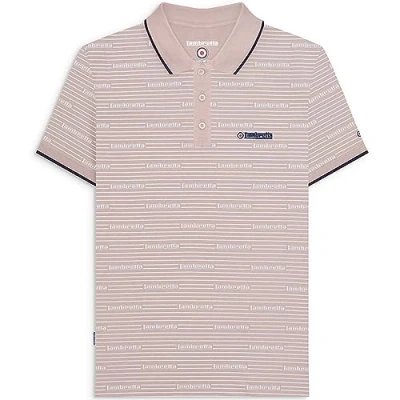 Image of Lambretta Mens Repeat Logo Short Sleeve Cotton Polo Shirt Silver Lining S