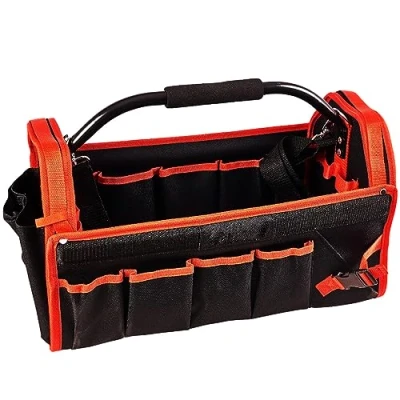 Image of 19 Pockets LARGE TOOL BAG With Tubular Holder Handle DIY Heavy Duty 18 Inch Multi Purpose Contractors Caddy Holdall Home, Office &amp; WORKSHOP Storage Garage TOOLBOX UK FREE P&amp;P
