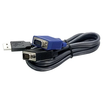 Image of TRENDnet 2 in 1 USB VGA KVM Cable, TK CU06, VGA/SVGA HDB 15 Pin Male to Male, 1.1 Type A, 6 ft (1.83 m), Connect Computers with and Ports, Keyboard/Mouse Cable &amp; Monitor