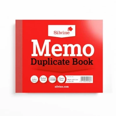 Image of Silvine Triplicate Memo Book Numbered 1 100 with Index Sheet (102 x 127mm)