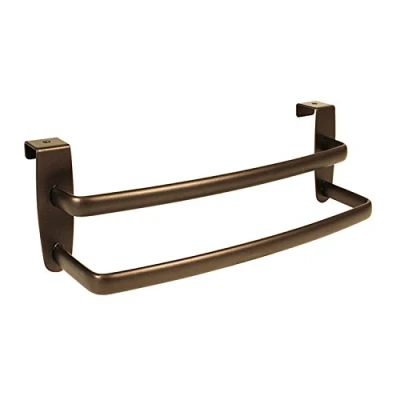 Image of iDesign Axis Over the Cabinet Kitchen Dish Towel Bar Rack 9&quot;, Bronze