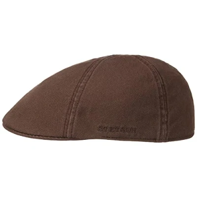Image of Stetson Texas Cotton Flat Cap with UV Protection 40+ Peaked Ivy Solid Color for Spring/Summer Brown M (56 57 cm)