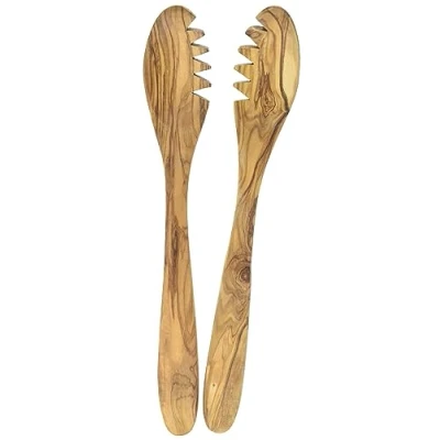 Image of Premier Housewares 1104747 Salad Servers, Olive Wood