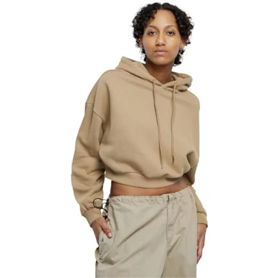 Image of Urban Classics Cropped Heavy Hoodie, Women&#039;s, Size: Large, Warmsand