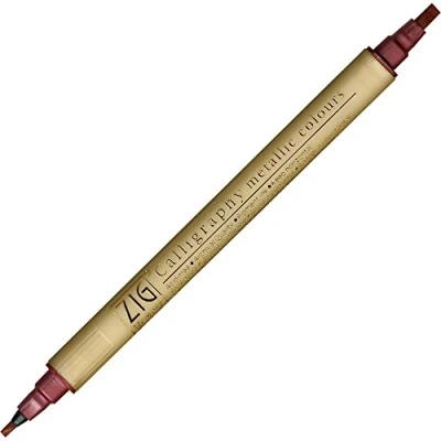 Image of Kuretake Zig Memory System Metallic Twin Marker Calligraphy Pen 2.0mm &amp; 3.5mm
