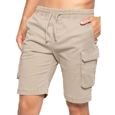 Image of 989Zé ENZO Mens Shorts Cargo Combat Casual Cotton Summer Stretch Regular Fit with Pockets EZS613 Beige S