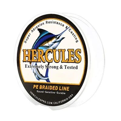 Image of Hercules Super Cast 100M 109 Yards Braided Fishing Line 60 LB Test for Saltwater Freshwater PE Braid Fish Lines Superline 8 Strands White, 60LB (27.2KG), 0.40MM