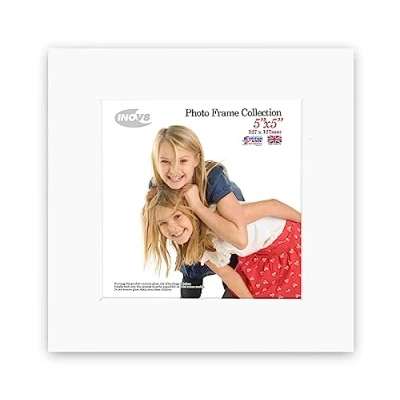 Image of Inov8 British Made Real Wood Picture/Photo Frame 5x5&quot; Inch(12x12cm) Kayla 30mm White