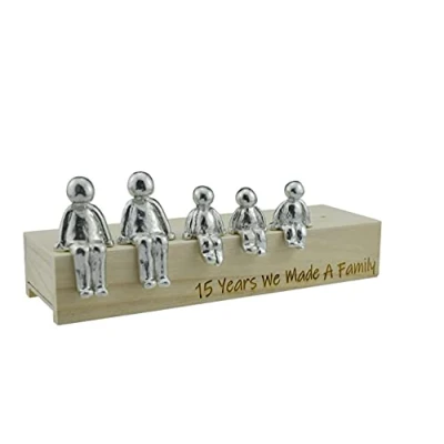 Image of 15th Anniversary Idea 15 Years We Made A Family Metal Ornament Choose Your Combination Box &amp; Woodgrain May Vary(3 Children)