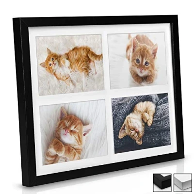 Image of bomoe Multi Photo Frame Set 4 Photos Galeria Picture for Multiple Pictures Aperture Collage Frames 4x 10x15 cm Black