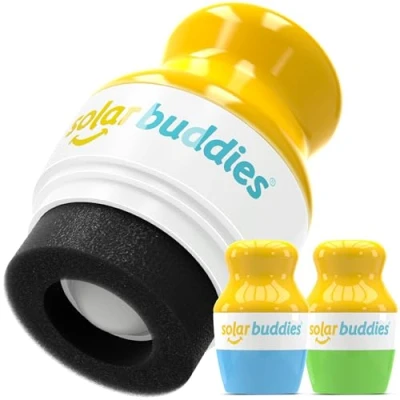 Image of Duo Pack Of Solar Buddies Refillable Roll On Sponge Applicator for Kids, Adults, Families, Travel Size Holds 100ml Sunscreen, Suncream and Lotions (BG)