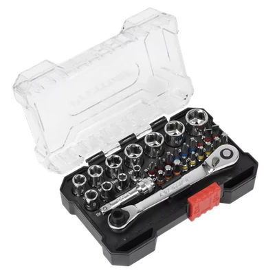 Image of Sealey Premier 31pc 1/4&quot;Sq Drive Socket &amp; Colour Coded Bit Set AK2111