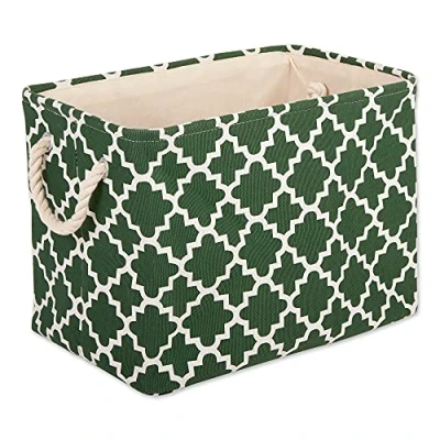 Image of DII Polyester Container with Handles, Lattice Storage Bin, Medium, Hunter Green