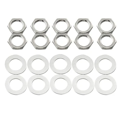 Image of Musiclily Basic M8 Pots Mounting Hex Nuts and Flat Washers Set for Metric Guitar Bass Potentiometers (Set of 10)
