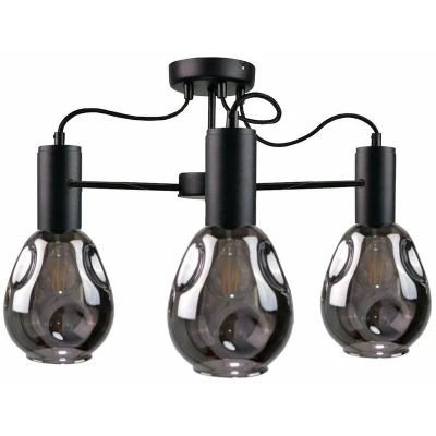 Image of Kari Multi Arm Semi Flush Ceiling Light Black, 60cm, 3x E27