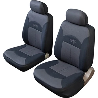 Image of XtremeAuto® CELCIUS Car FRONT seat covers set. GREY. airbags, belts etc.