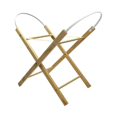 Image of Kinder Valley Moses Basket Stand Natural Solid Pinewood, Folding Stand, Fits Majority of Basket, for Wicker &amp; Palm Baskets (Opal Natural)