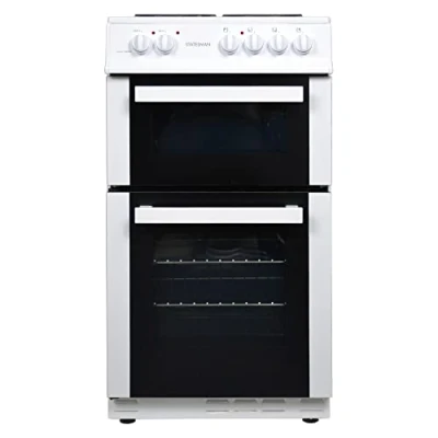 Image of Statesman FUSION50W Double Oven Electric Cooker, 4 Hotplates, Separate Grill, 50cm Wide, White